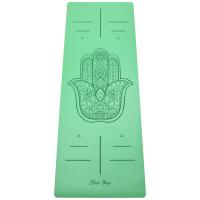 Коврик для йоги зеленого цвета с рисунком Hamsa